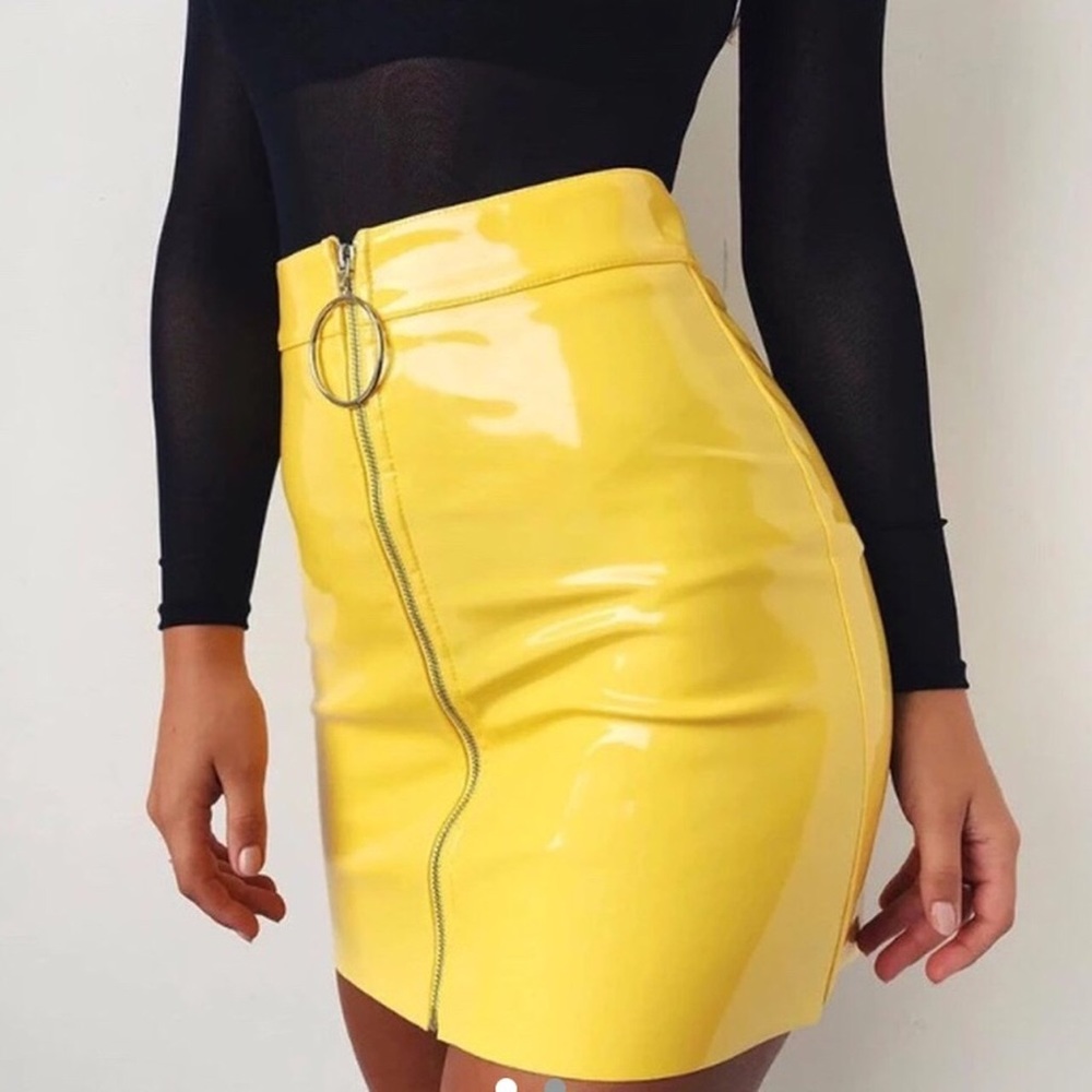 Tiger Mist Yellow Zip-Front Skirt